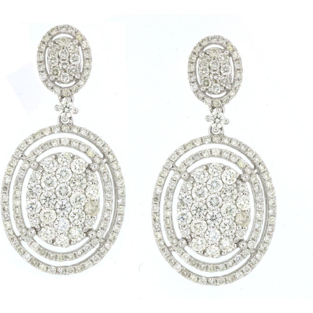 Royal 14K White Gold Diamond Earrings - 1.92 Carat Total Diamond Weight