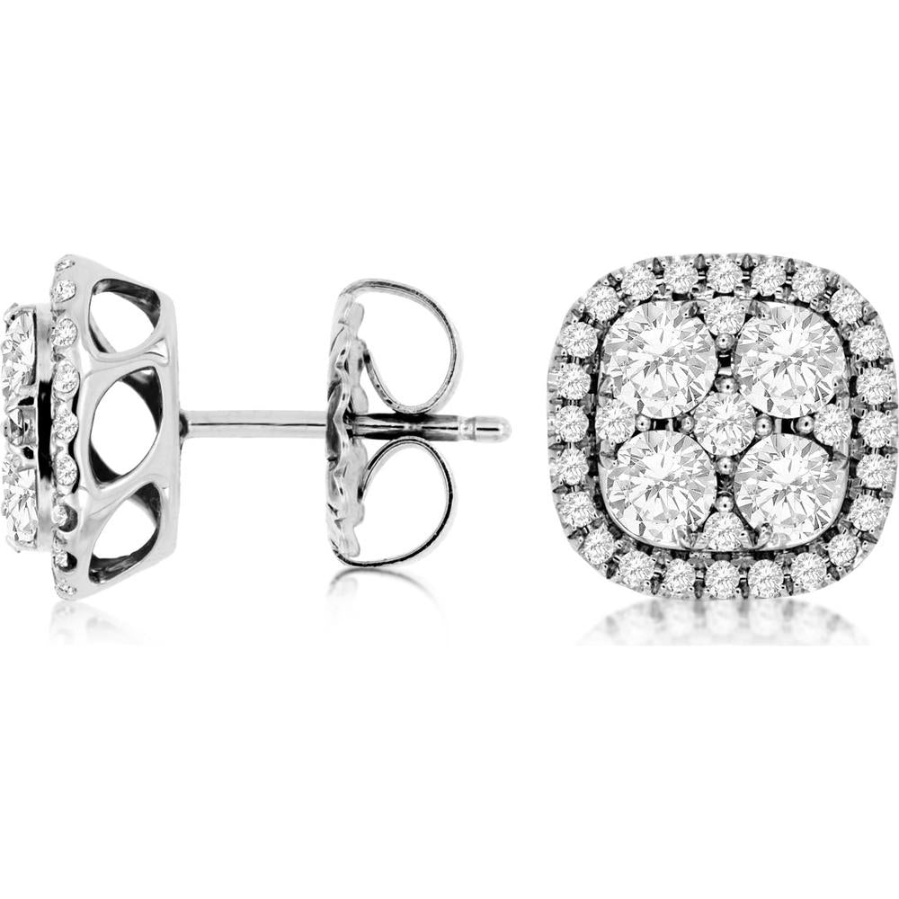 Royal 14K White Gold Diamond Earrings - 2.00 Carat Total Weight