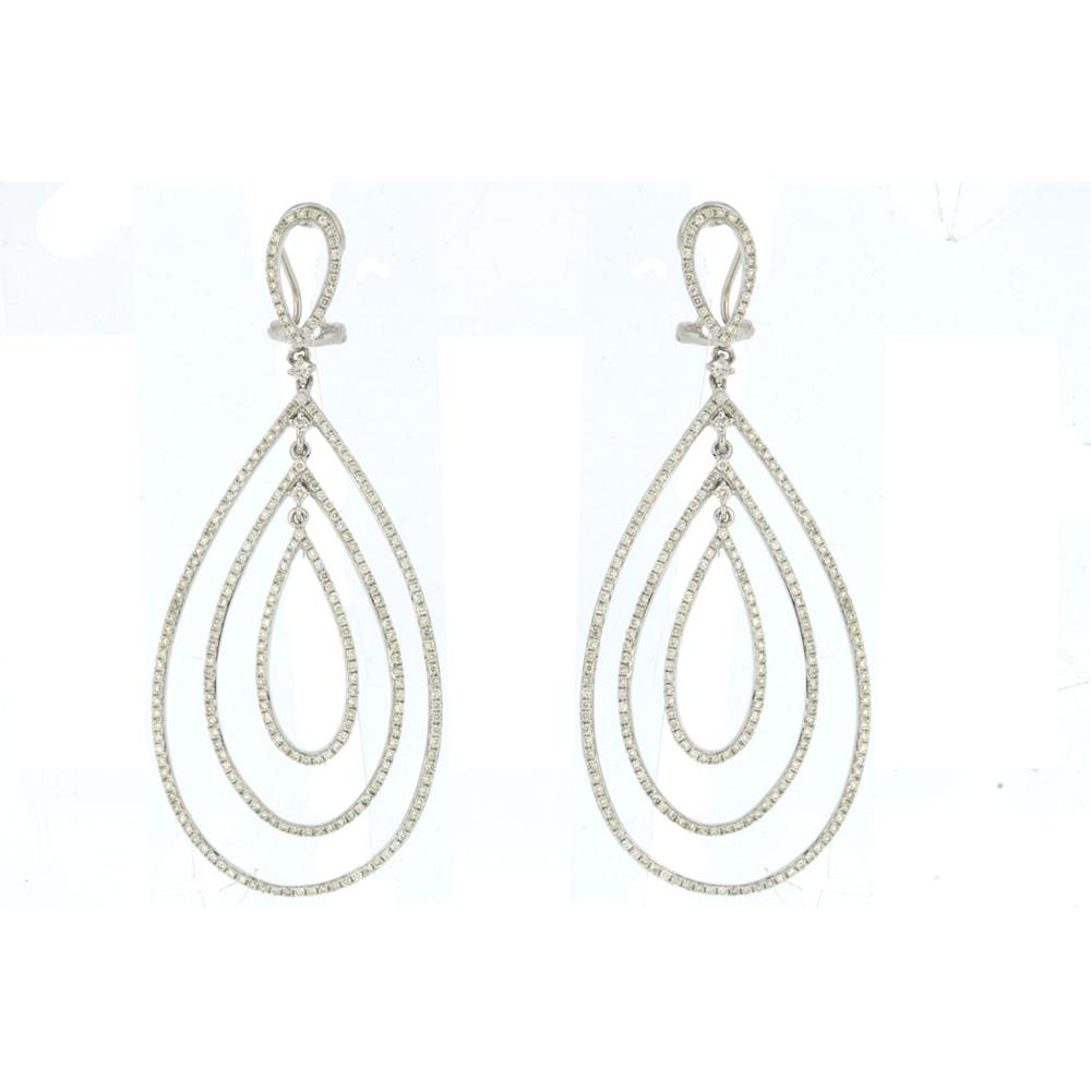 Royal 14K White Gold Diamond Earrings - 2.10 Carat Total Diamond Weight