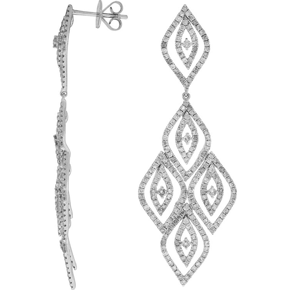 Royal 14K White Gold Diamond Earrings - 2.80 Carat Total Diamond Weight