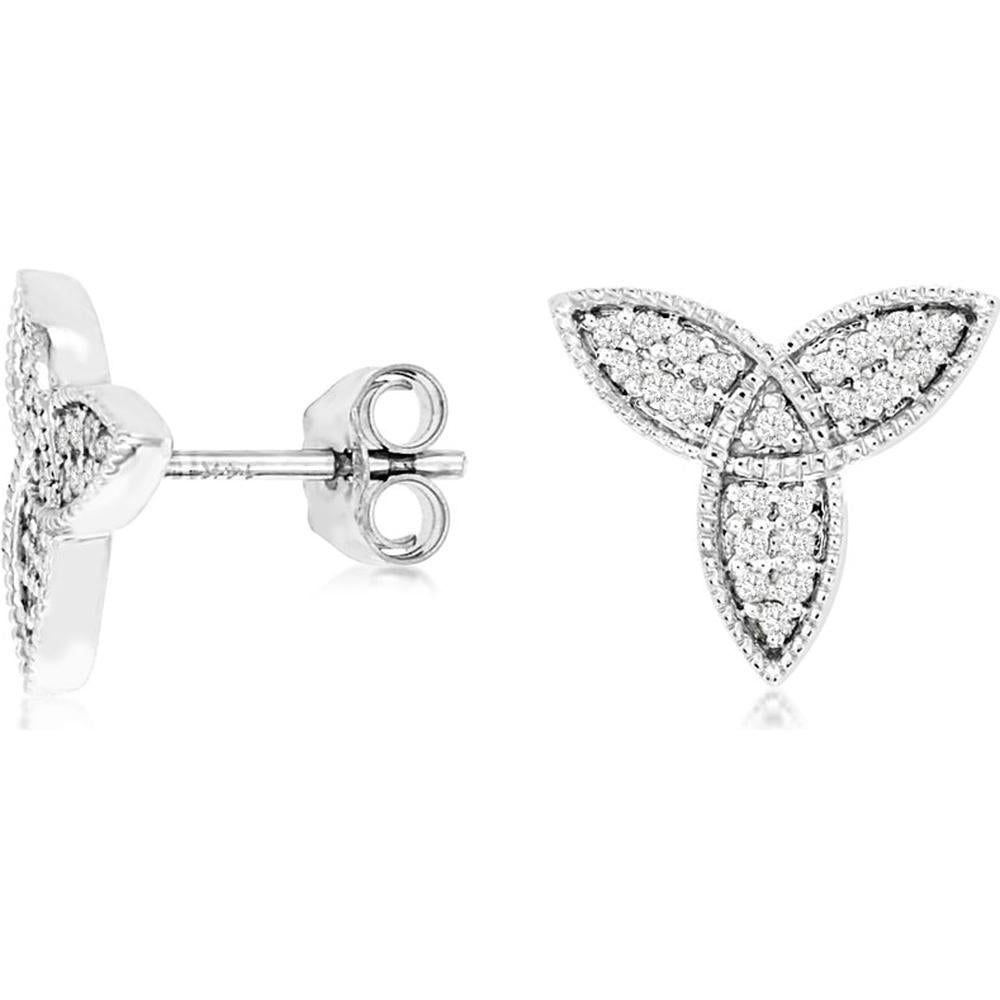 Royal 14K White Gold Diamond Earrings - Elegant Sparkle