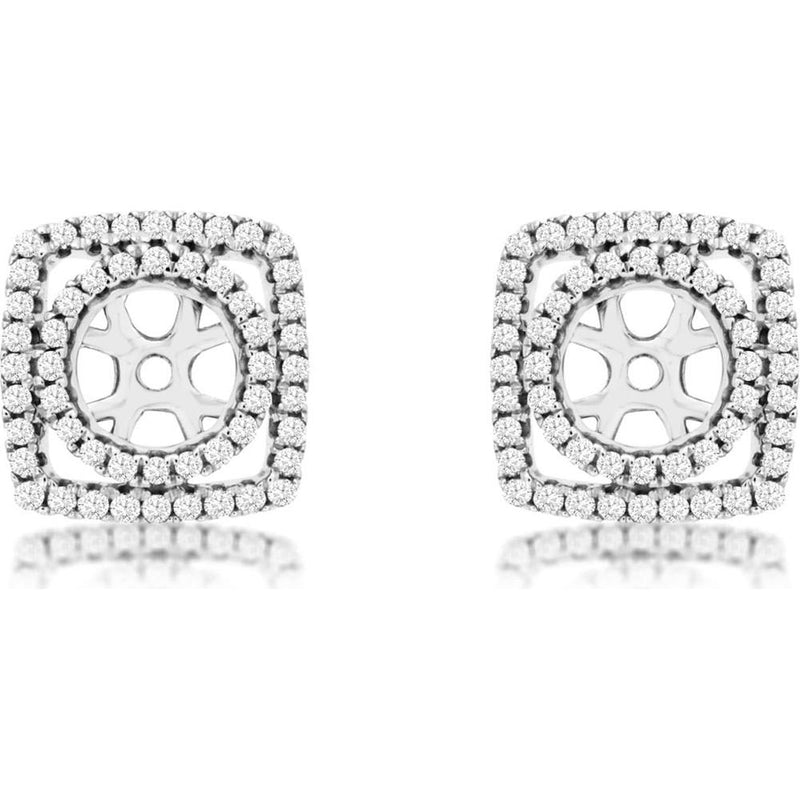 Royal 14K White Gold Diamond Earrings Jackets - 5.5mm