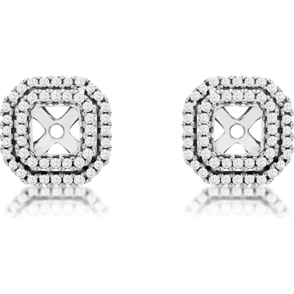 Royal 14K White Gold Diamond Earrings Jackets - 5mm Main Stone - 0.30 Carat Total Weight