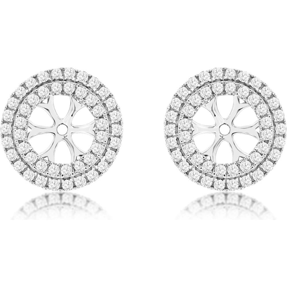 Royal 14K White Gold Diamond Earrings Jackets - 7mm Main Stone - 0.75 Carat Diamond Weight