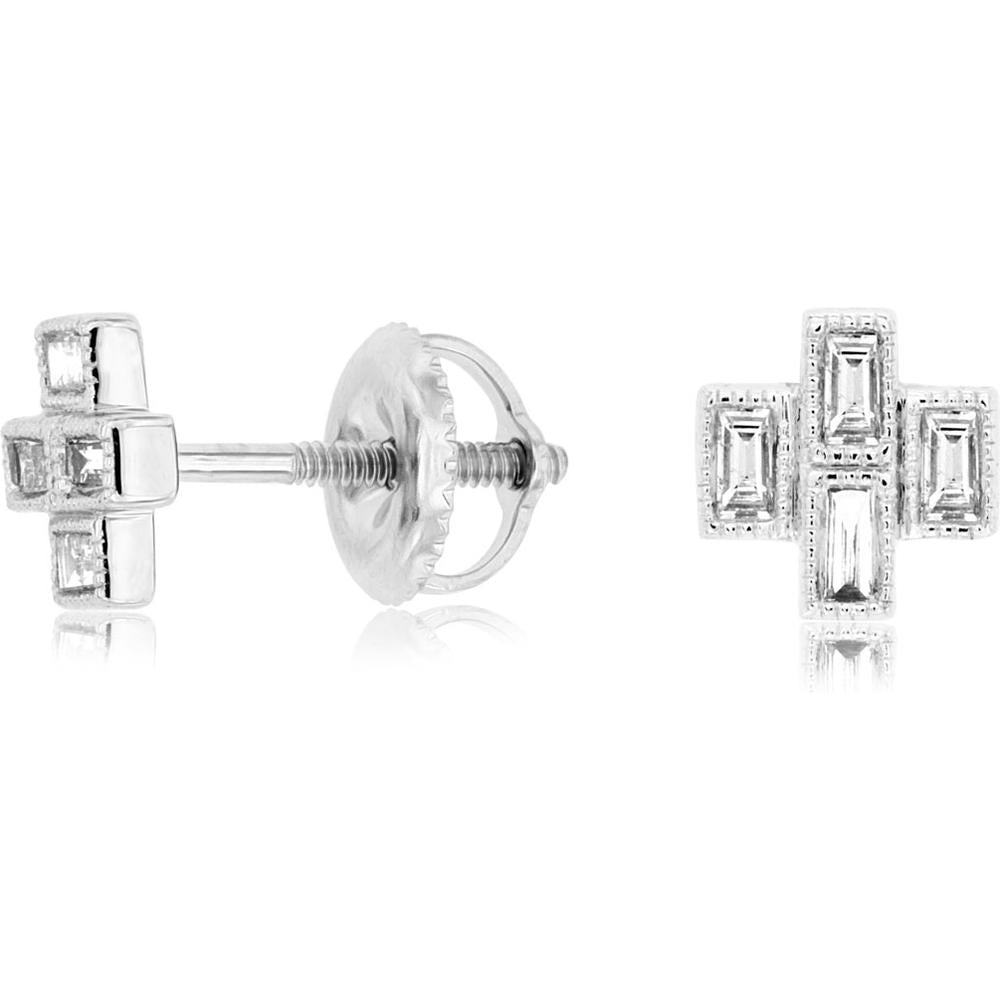 Royal 14K White Gold Diamond Earrings - Timeless Elegance
