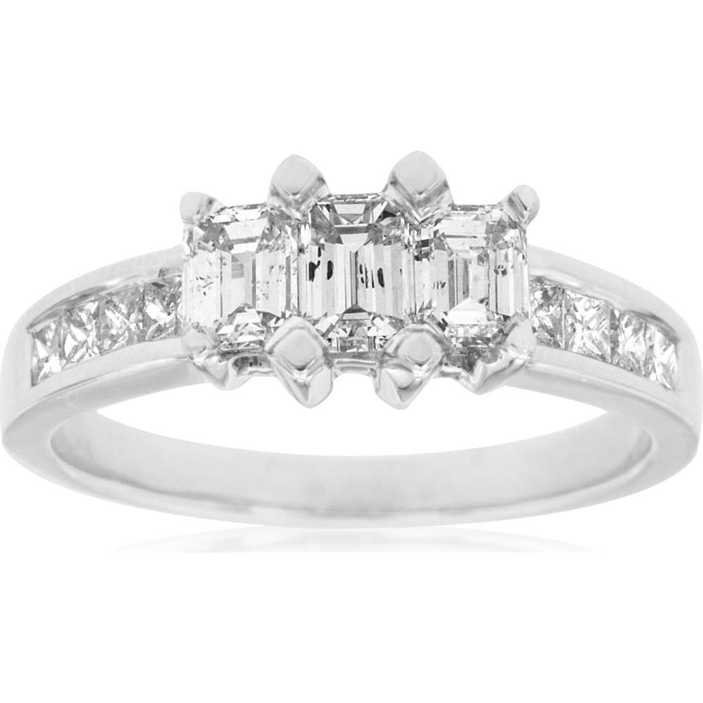 Royal 14K White Gold Diamond Engagement Earrings - 1.10 Carat Emerald Cut Diamond