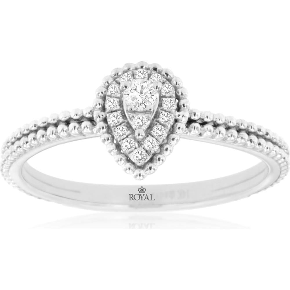 Royal 14K White Gold Diamond Engagement Ring - 0.11 Carat Total Diamond Weight