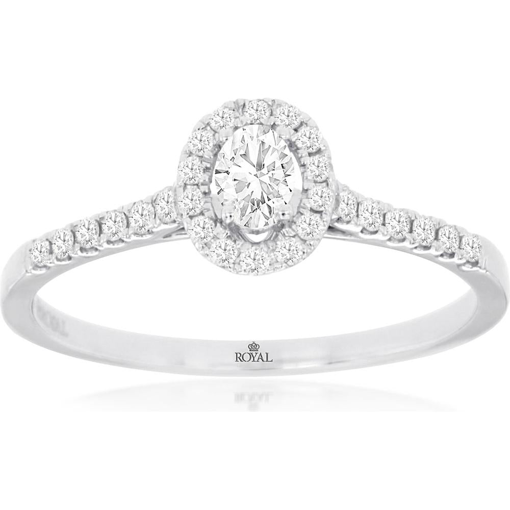 Royal 14K White Gold Diamond Engagement Ring - 0.32 Carat Total Diamond Weight