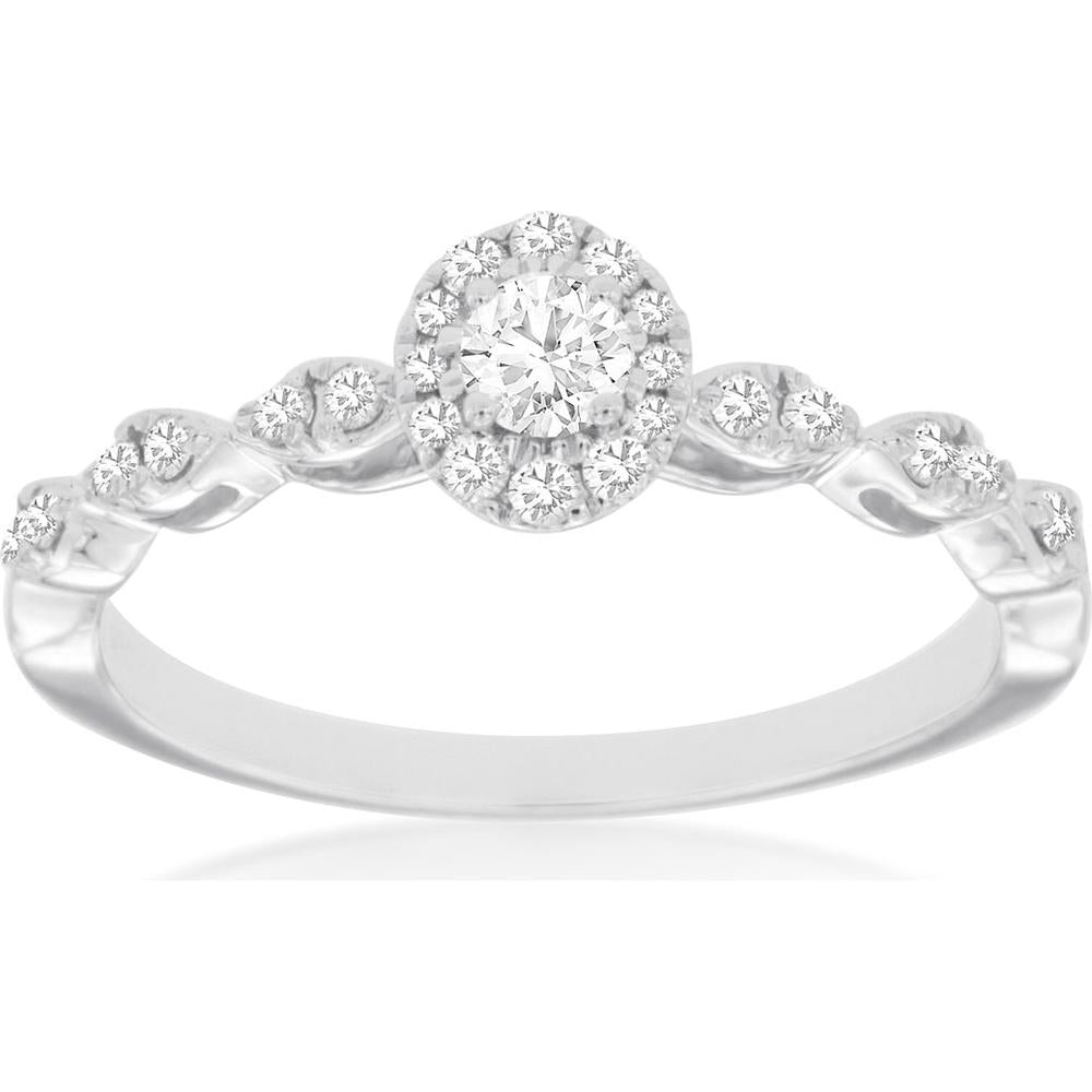 Royal 14K White Gold Diamond Engagement Ring - 0.33 Carat Total Diamond Weight