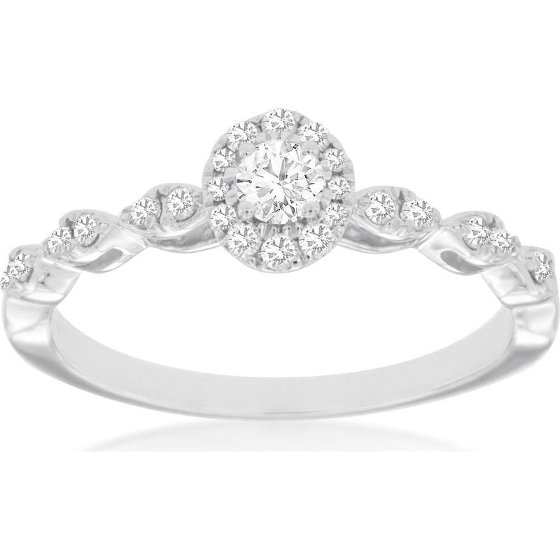 Royal 14K White Gold Diamond Engagement Ring - 0.33 Carat Total Diamond Weight