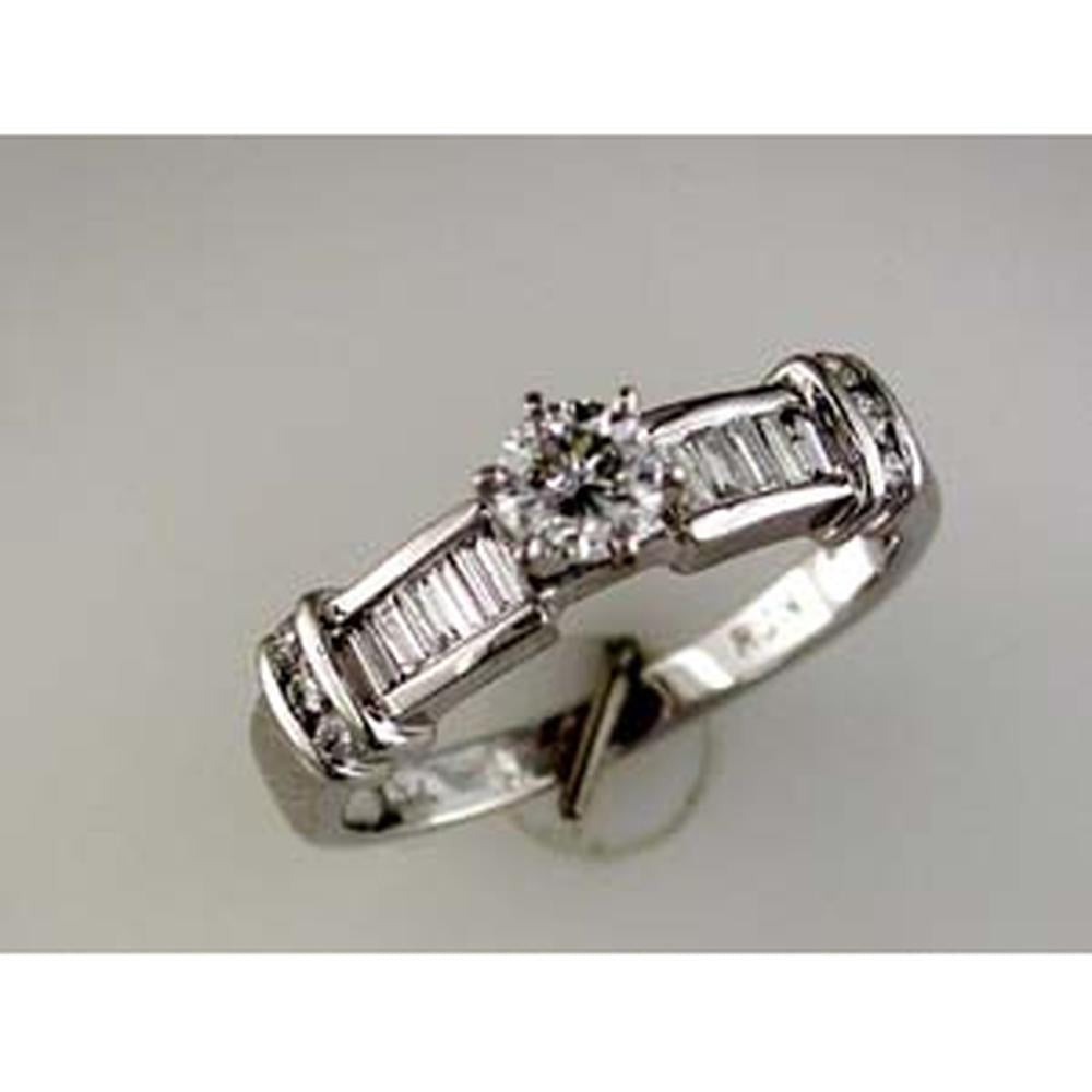 Royal 14K White Gold Diamond Engagement Ring - 0.38 Carat Center - 0.27 Carat Side Diamonds