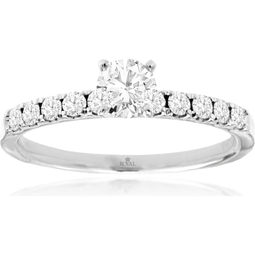Royal 14K White Gold Diamond Engagement Ring - 0.40 Carat Center Diamond