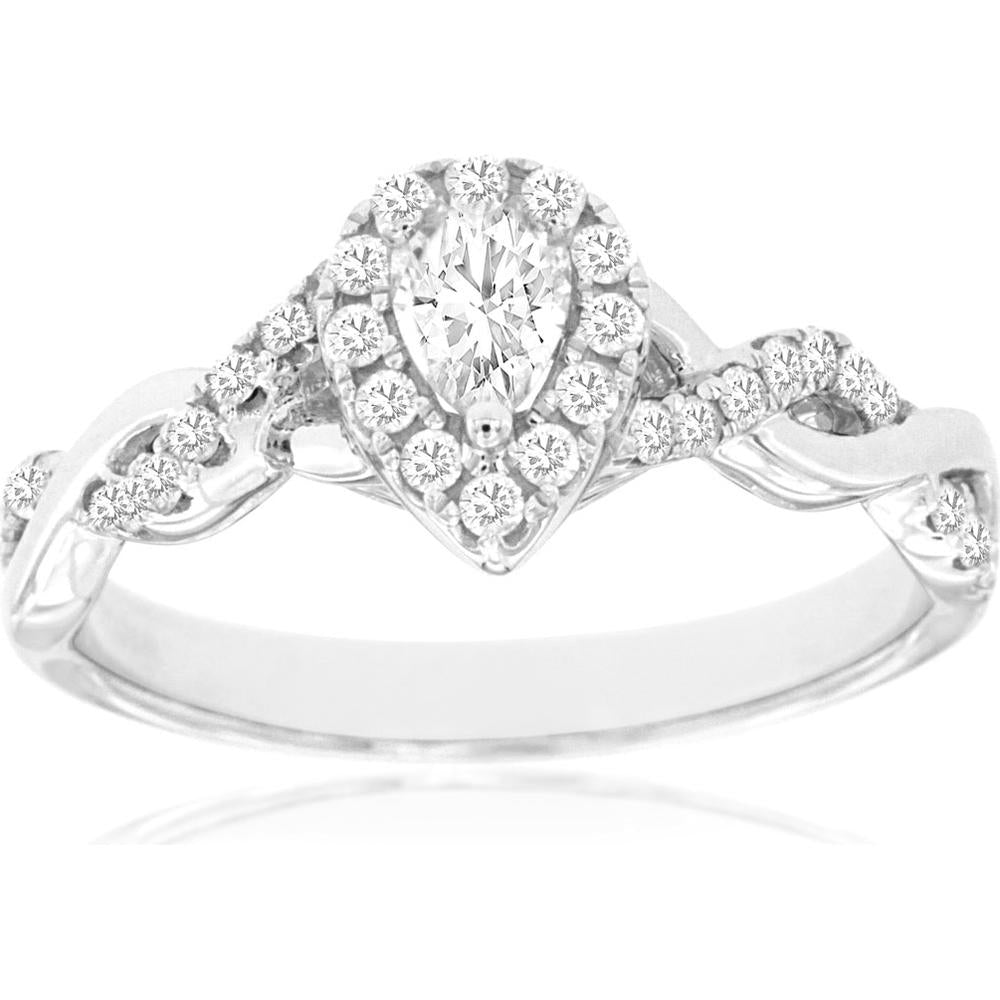 Royal 14K White Gold Diamond Engagement Ring - 0.50 Carat Total Diamond Weight