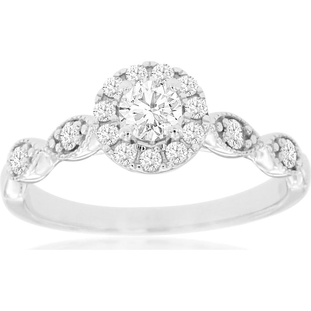 Royal 14K White Gold Diamond Engagement Ring - 0.50 Carat Total Diamond Weight