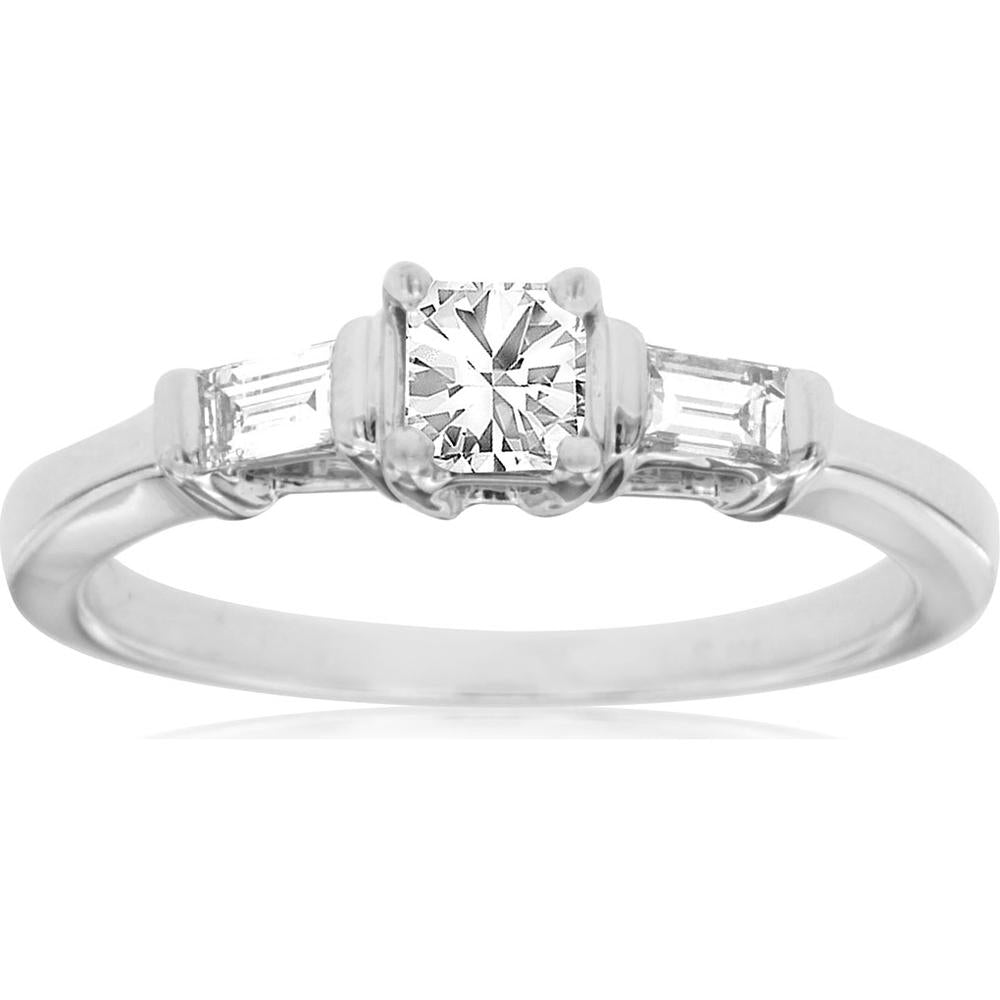 Royal 14K White Gold Diamond Engagement Ring - 0.60 Carat Princess Cut Diamond