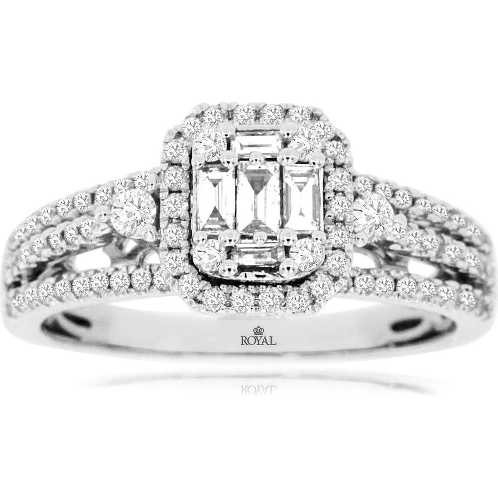 Royal 14K White Gold Diamond Engagement Ring - 0.66 Carat Total Diamond Weight