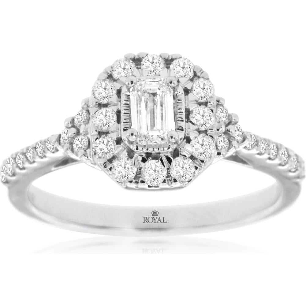Royal 14K White Gold Diamond Engagement Ring - 0.68 Carat Total Diamond Weight