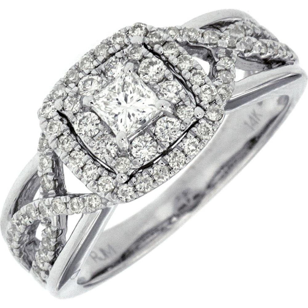Royal 14K White Gold Diamond Engagement Ring - 1.00 Carat Total Diamond Weight