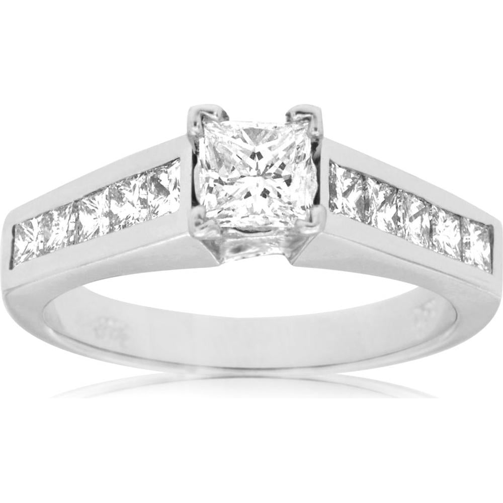 Royal 14K White Gold Diamond Engagement Ring - 1.45 Carat Total Diamond Weight