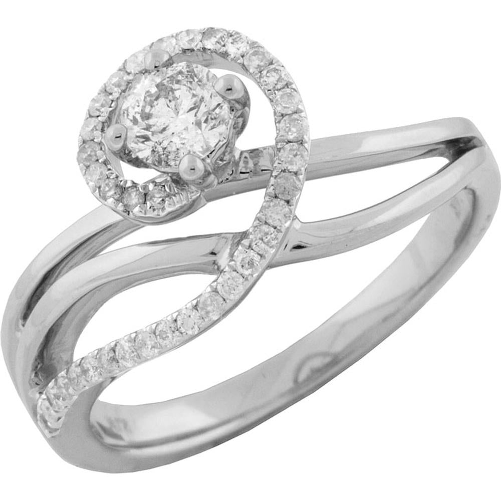 Royal 14K White Gold Diamond Engagement Ring with 0.30 Carat Center Diamond
