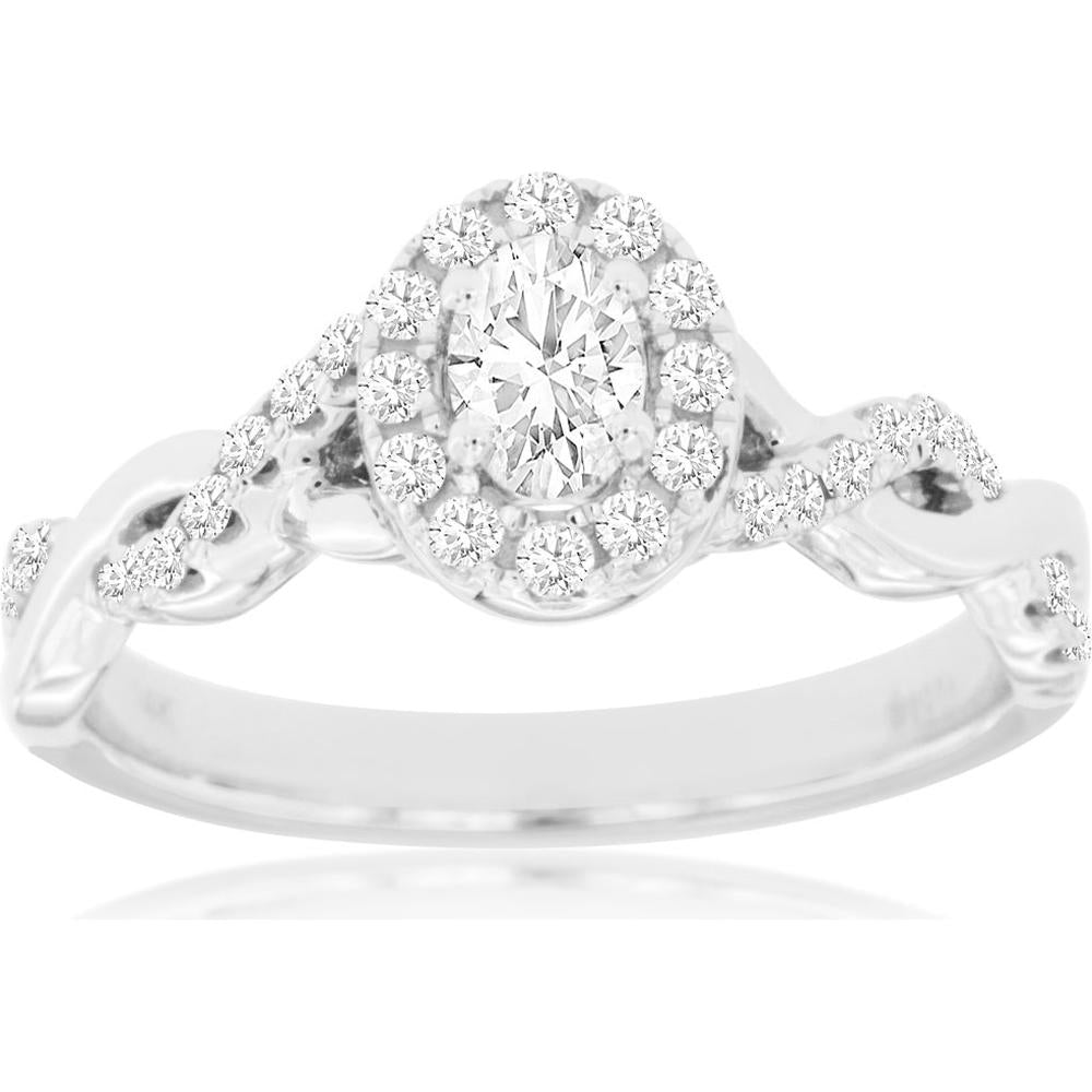 Royal 14K White Gold Diamond Eternal Love Engagement Ring - 0.55 Carat Total Diamond Weight