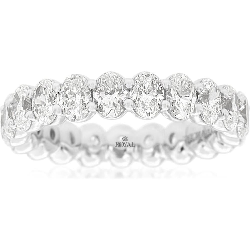Royal 14K White Gold Diamond Eternity Band with Oval Cut Diamonds - 4.0 Carats Total Diamond Weight