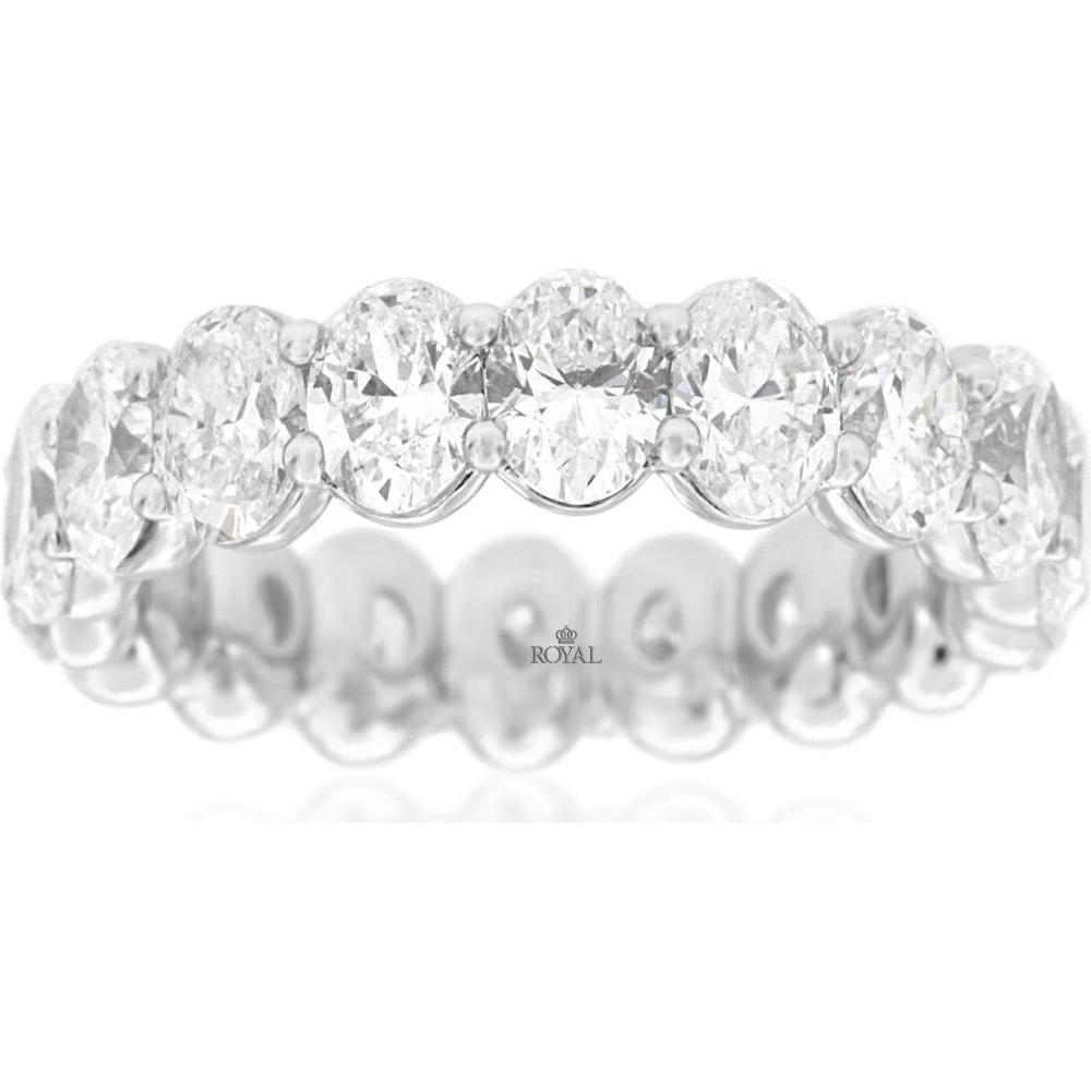 Royal 14K White Gold Diamond Eternity Band with Oval Diamonds - 5.50 Carats Total Diamond Weight