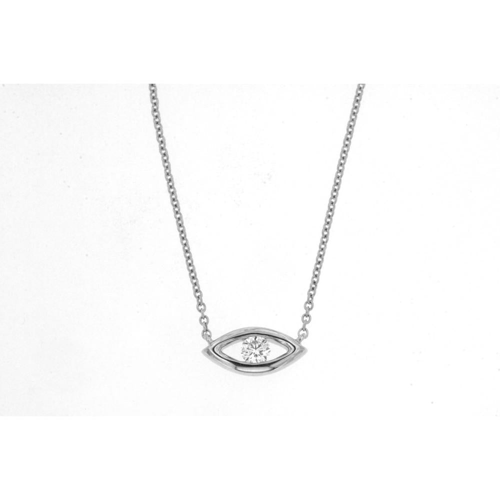 Royal 14K White Gold Diamond Eye Necklace - 0.08 Carats Total Diamond Weight