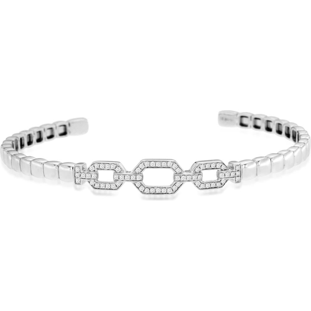 Royal 14K White Gold Diamond Geometric Bangle - 0.25 Carats Total Diamond Weight