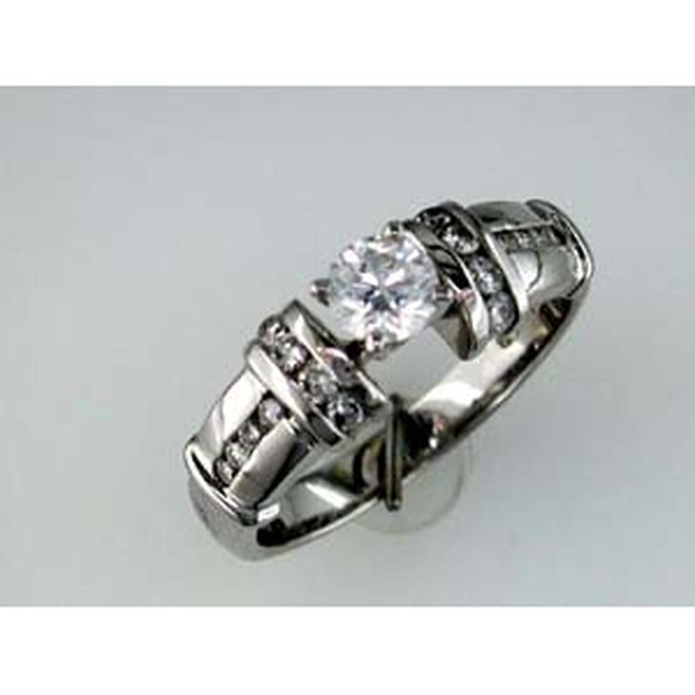Royal 14K White Gold Diamond Halo Engagement Ring - 0.42 Carat Center, 0.29 Carat Total Diamond Weight