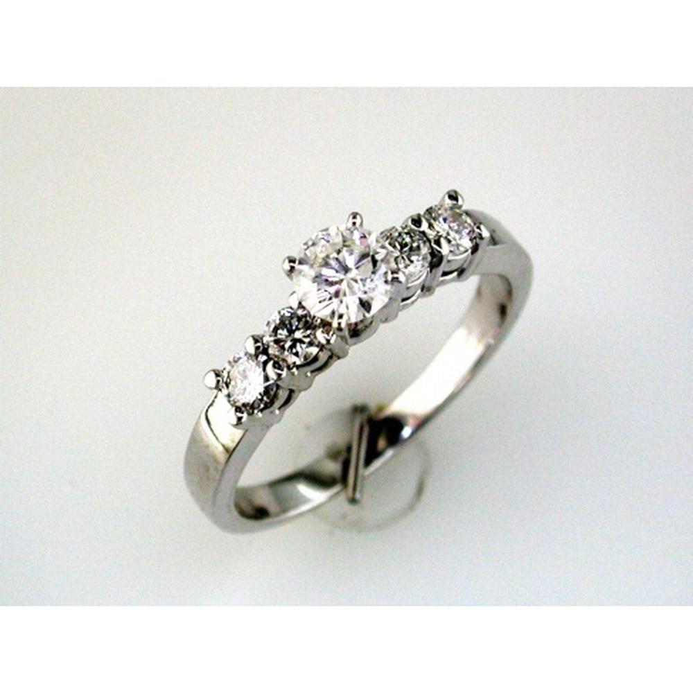 Royal 14K White Gold Diamond Halo Engagement Ring - 0.76 Carat Total Diamond Weight