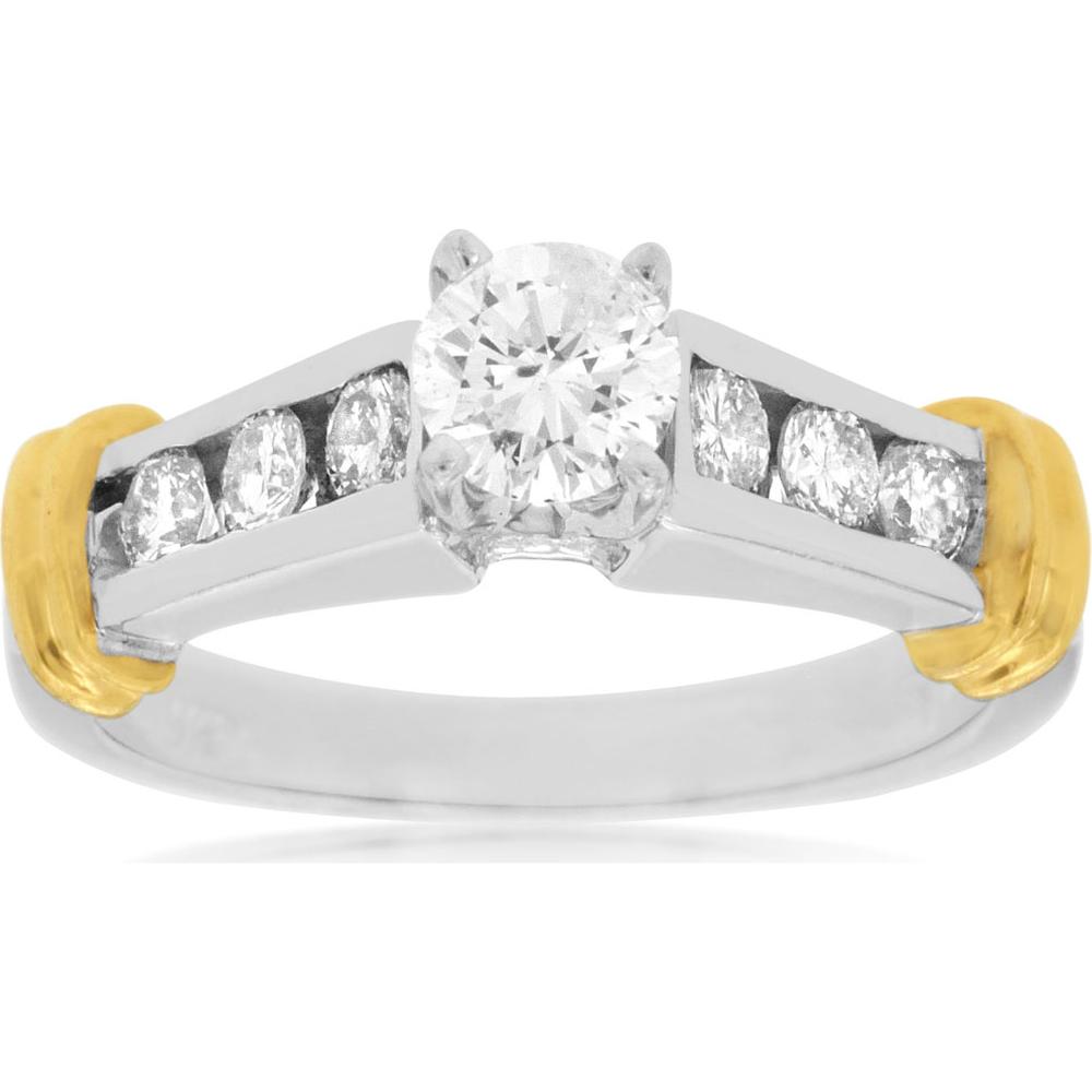 Royal 14K White Gold Diamond Halo Engagement Ring - 0.86 Carat Total Diamond Weight