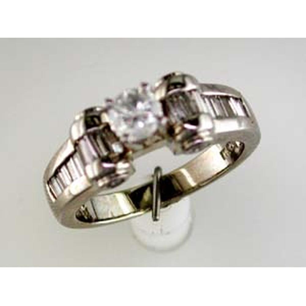 Royal 14K White Gold Diamond Halo Engagement Ring - 1.15 Carat Total Diamond Weight
