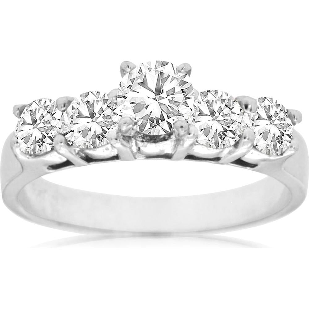 Royal 14K White Gold Diamond Halo Engagement Ring - 1.20 Carat Total Diamond Weight