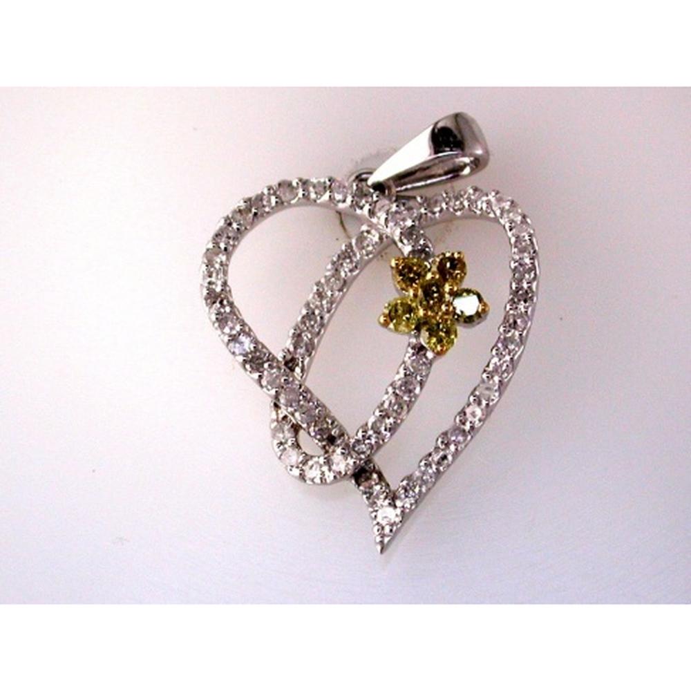 Royal 14K White Gold Diamond Heart Pendant - 0.75 Carat Total Diamond Weight