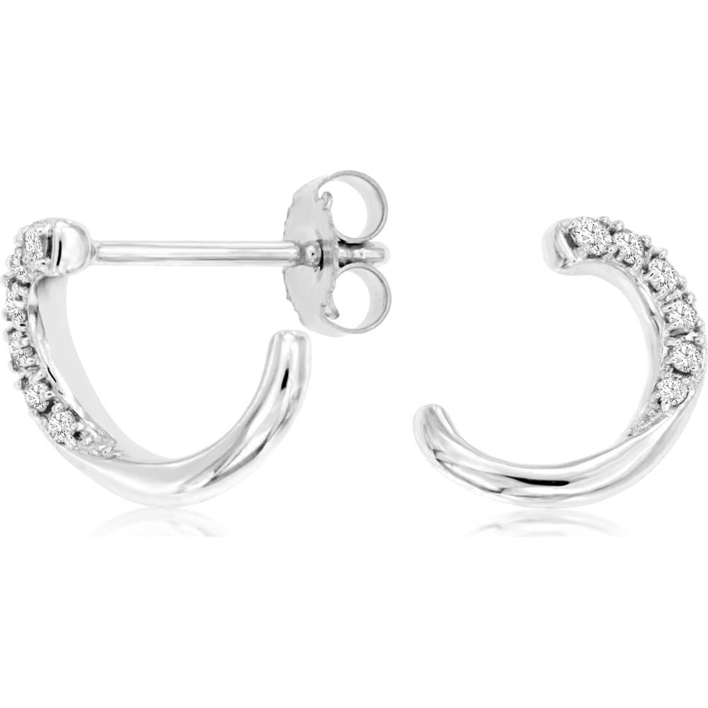 Royal 14K White Gold Diamond Hoop Earrings - 0.16 Carats Total Diamond Weight