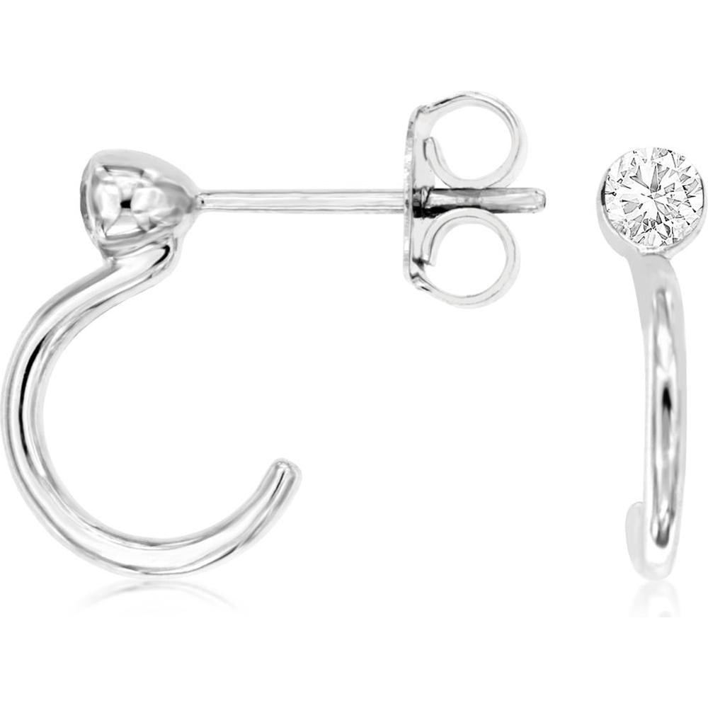 Royal 14K White Gold Diamond Hoop Earrings - 0.27 Carats Total Diamond Weight