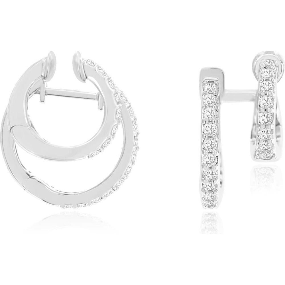 Royal 14K White Gold Diamond Hoop Earrings - 0.48 Carats Total Diamond Weight
