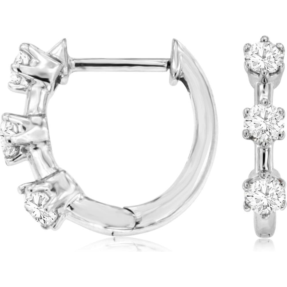 Royal 14K White Gold Diamond Hoop Earrings - 1.1 Carats Total Diamond Weight