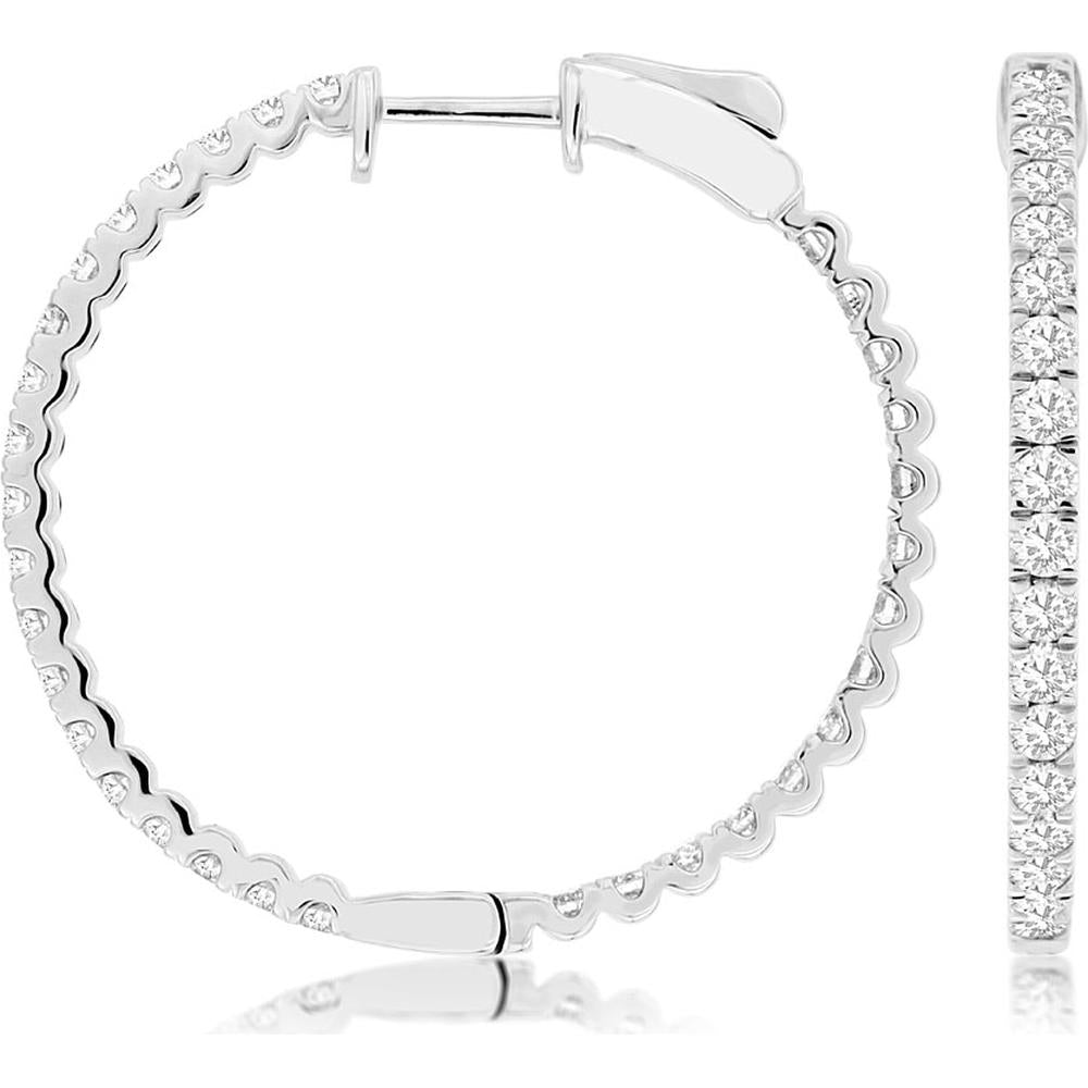 Royal 14K White Gold Diamond Hoop Earrings - 5.50 Carats Total Diamond Weight