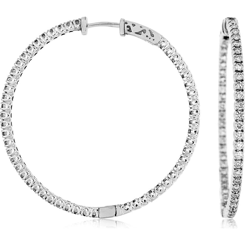 Royal 14K White Gold Diamond Hoops - 2.25 Carats Total Diamond Weight