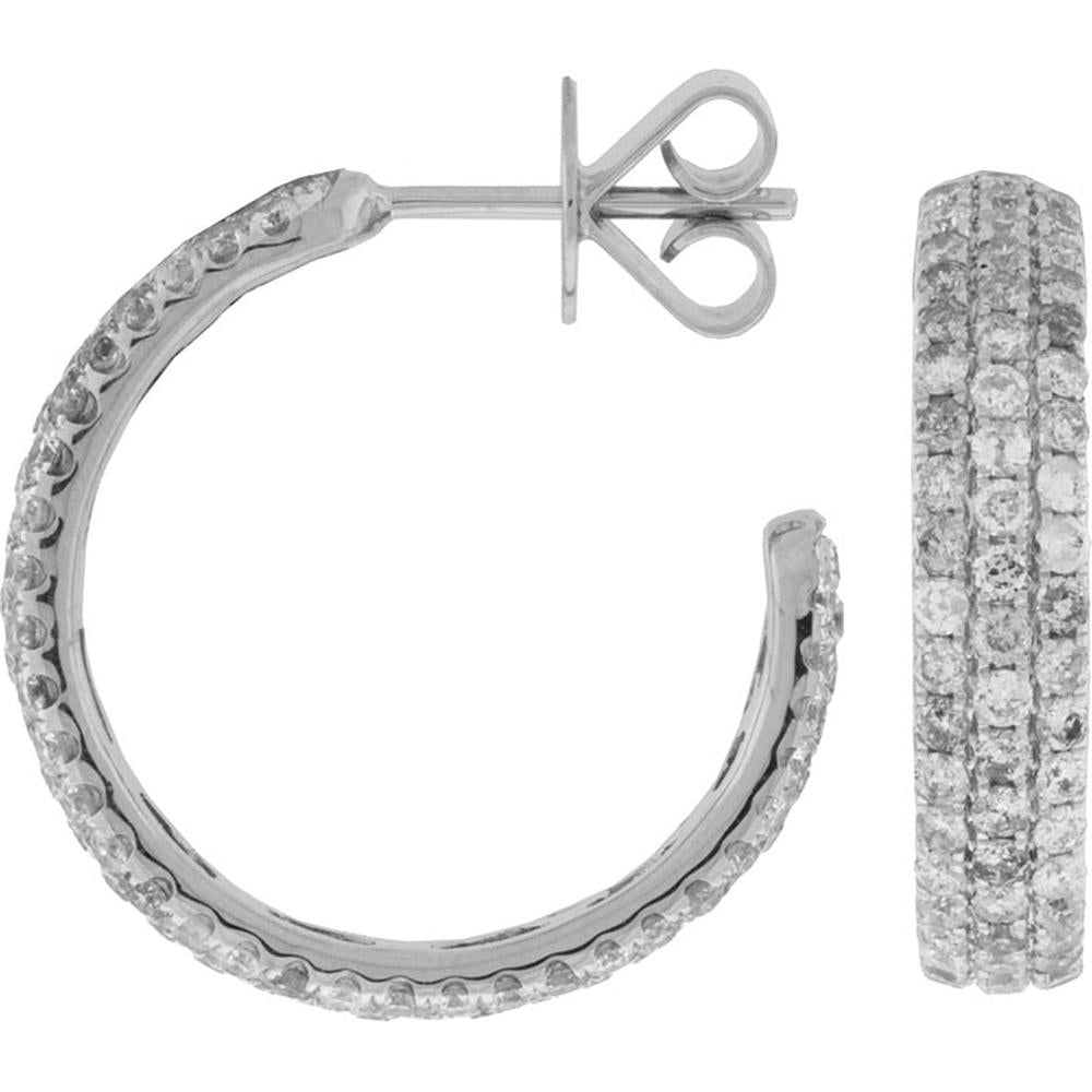 Royal 14K White Gold Diamond Hoops - 20mm - 1.90 Carat Total Diamond Weight