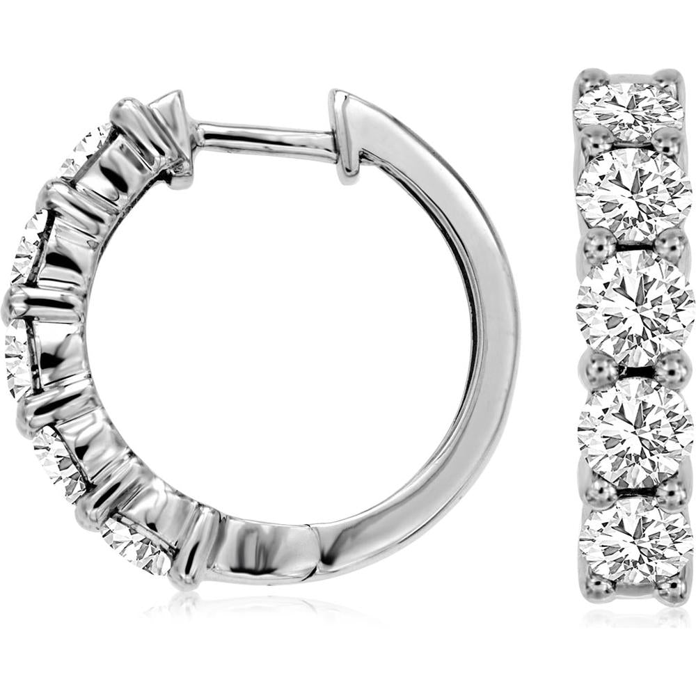 Royal 14K White Gold Diamond Hoops 20mm - 2.00 Carat Total Diamond Weight