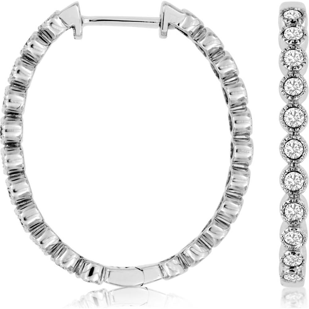 Royal 14K White Gold Diamond Hoops 27mm - 0.50 Carat Total Diamond Weight