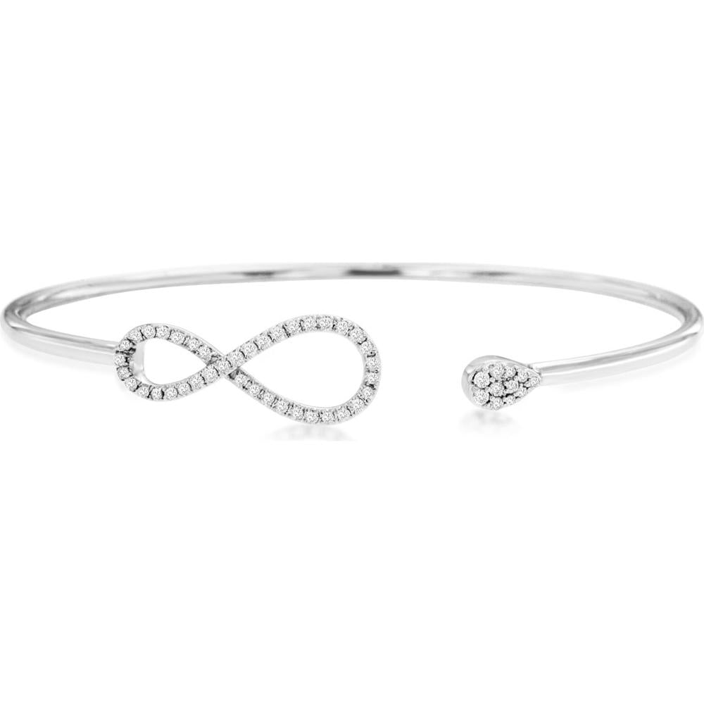 Royal 14K White Gold Diamond Infinity Bangle Bracelet - 0.25 Carats Total Diamond Weight