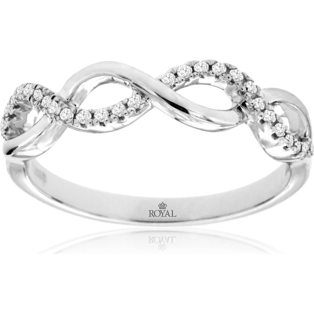 Royal 14K White Gold Diamond Infinity Wedding Band - 0.11 Carats Total Diamond Weight