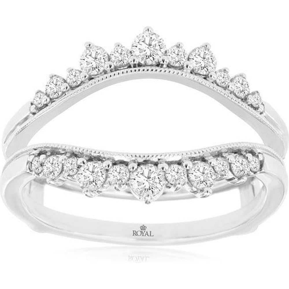 Royal 14K White Gold Diamond Insert Ring with Milgrain Detail - 0.50 Carat Total Diamond Weight