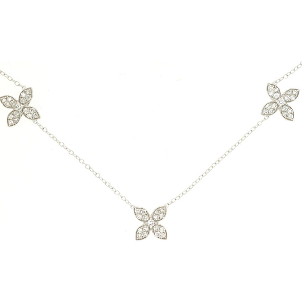 Royal 14K White Gold Diamond Necklace 5 Station - 0.80 Carat Total Diamond Weight