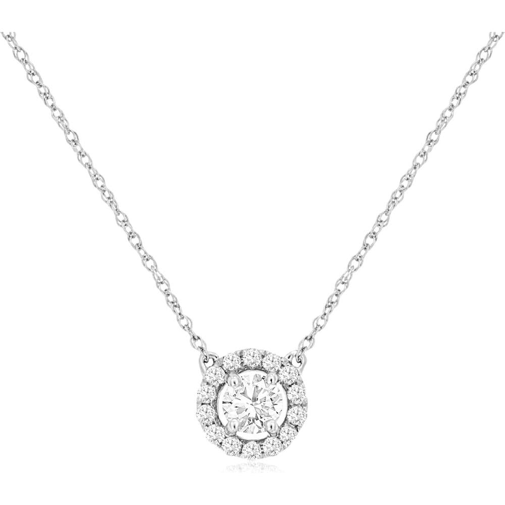 Royal 14K White Gold Diamond Necklace - Timeless Elegance with 0.33 Carat Diamond
