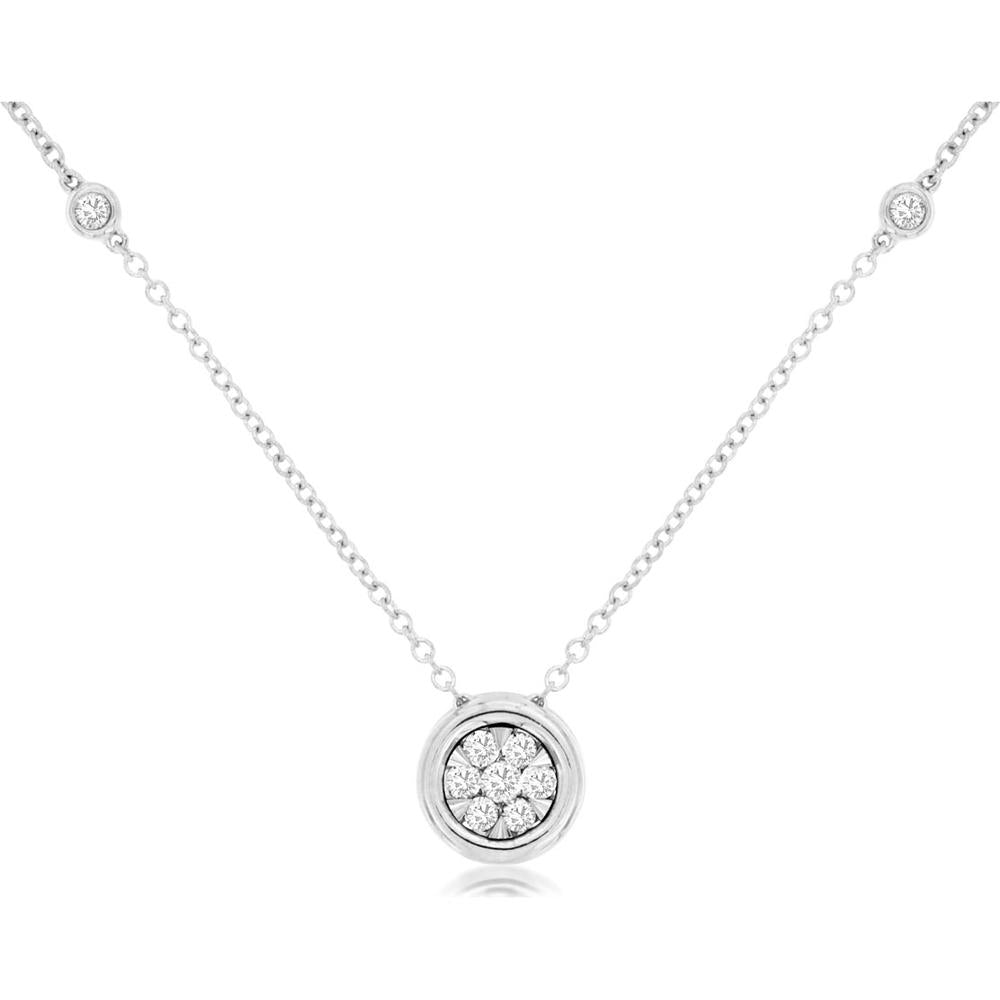 Royal 14K White Gold Diamond Necklace with 5 Stations - 0.25 Carats Total Diamond Weight
